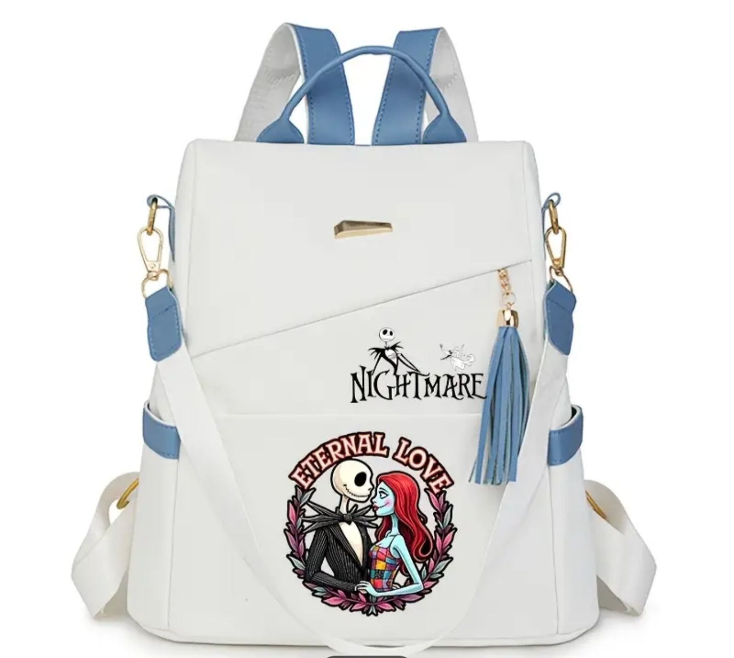 Nightmare Before Christmas Backpack - Large Capacity PU Bookbag with Tim Movie, Travel Daypack for &, Collectible Gift