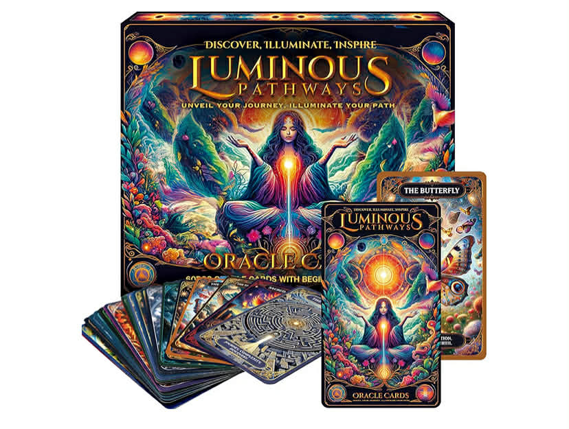 60 pc Luminous Pathways Oracle Card Deck with Beginners Guidebook, Explore Spiritual Discovery, Meditation, Clarity, and Manifestation - [Part of the Pathways Oracle Cards Collection]