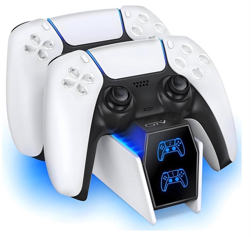 PS5 Charging Station - 2H Fast Controller Charger for PlayStation 5 DualSense, Upgrade Charging Dock With 2 Types of Cable for Dual Controllers