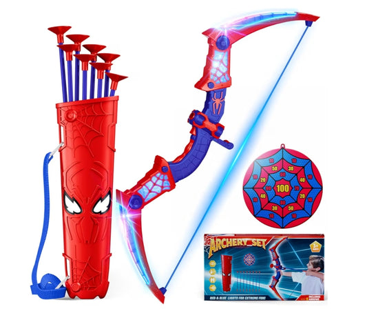 Spider Toy With Red & Blue LED Lights, Spider Quiver & Web Target,