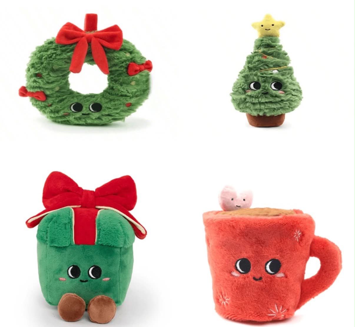 Cute Personified Smiling Face Mug Christmas Tree Wreath Gift Box Plush