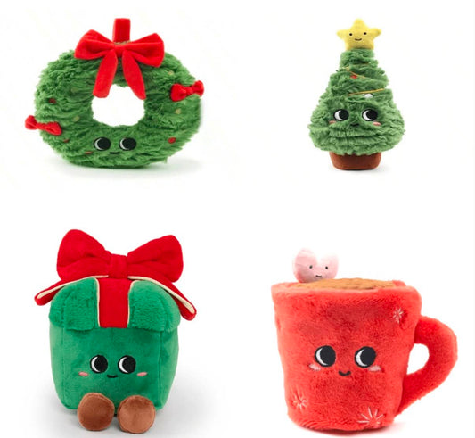 Cute Personified Smiling Face Mug Christmas Tree Wreath Gift Box Plush