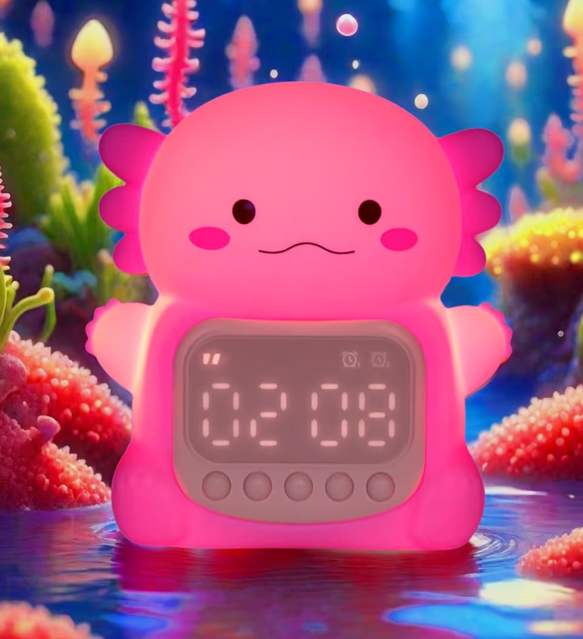 Axolotl Alarm Clock with Night Light for Kids,