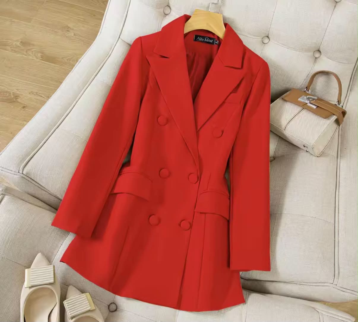 New Women's Double-Breasted Pure Color Commute Suit Jacket