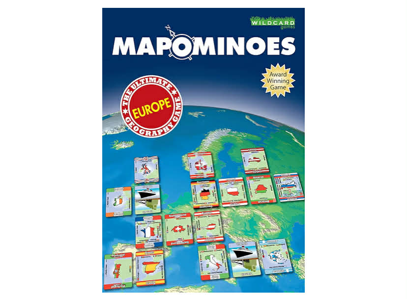 MAPOMINOES EUROPE – The Ultimate Geography Game – Fun and educational travel card game for kids teenagers and adults. Like dominoes with maps.