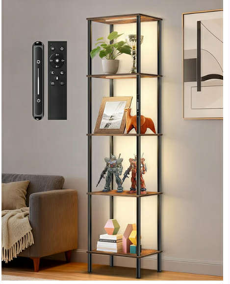 5 Tier Tall Display Shelf with LED Lights,