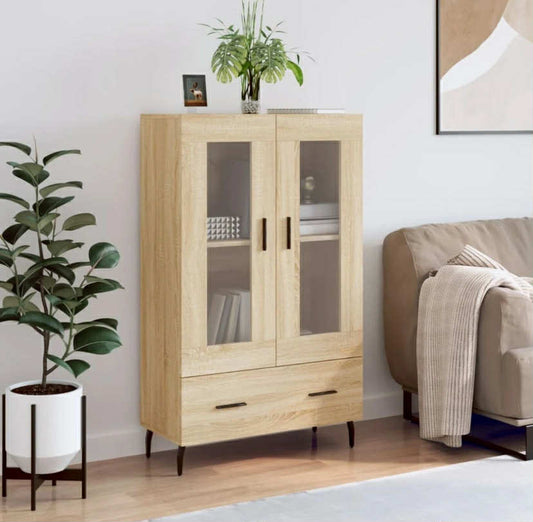 Highboard Storage Cabinet With Door Display Cupboard Sideboard Engineered Wood
