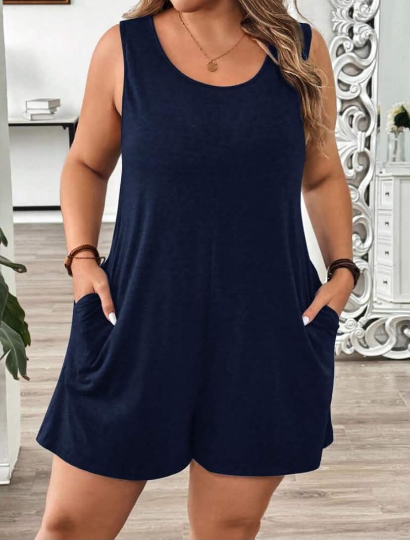 Print Casual Minimalist Plus Size Jumpsuit,