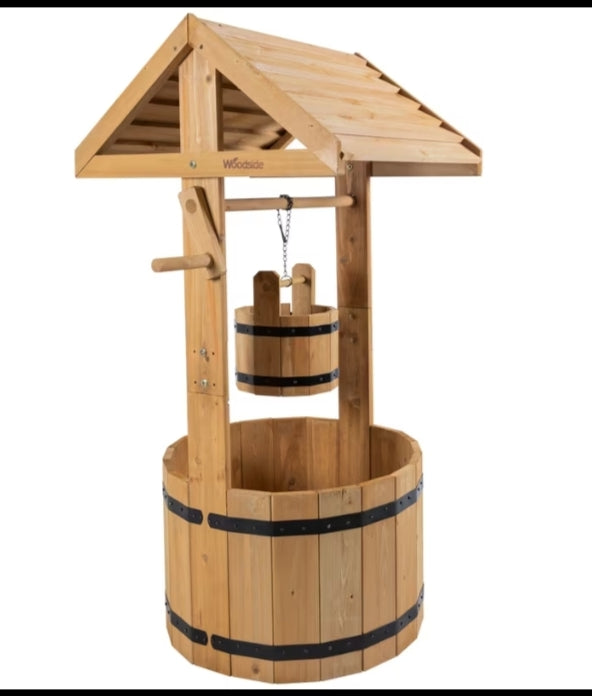 Woodside Ornamental Garden Plant/Flower Wishing Well Planter – Wooden Outdoor Garden Well Planter, Rustic Flower Display Pot