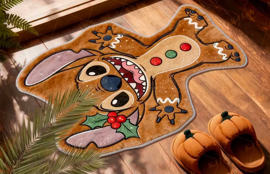 1pc Gingerbread for Man Suitable for Bedroom, Living Room Entryway Mat with Stitch, Machine Washable Soft for Room Decor, Christmas Gift for, Entry Mat for Home Decorations,