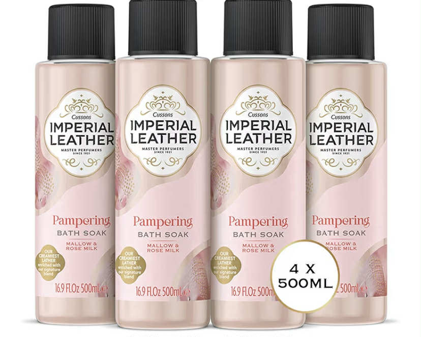 Imperial Leather Relaxing Bath Soak, Lavender & Wild Iris, Rich & Creamy Bubble Bath, Gentle Skin Care, Bulk Buy, Pack of 4 x 500ml