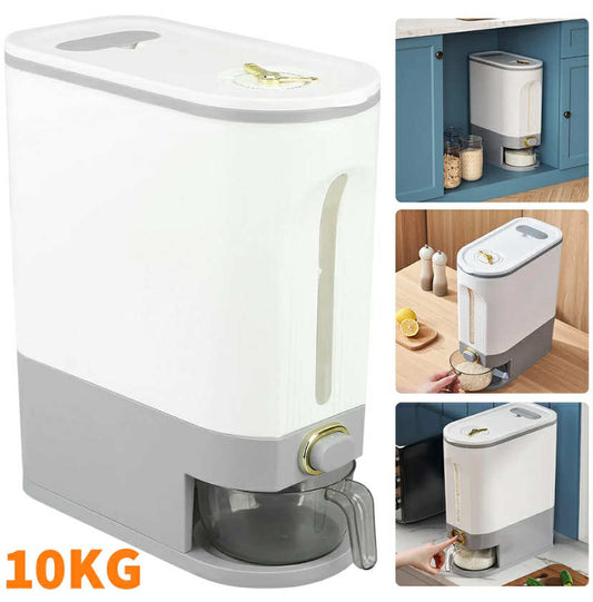 10kg Rice Dispenser Container Cereal Dispenser Box Dry Food Grain Storage
