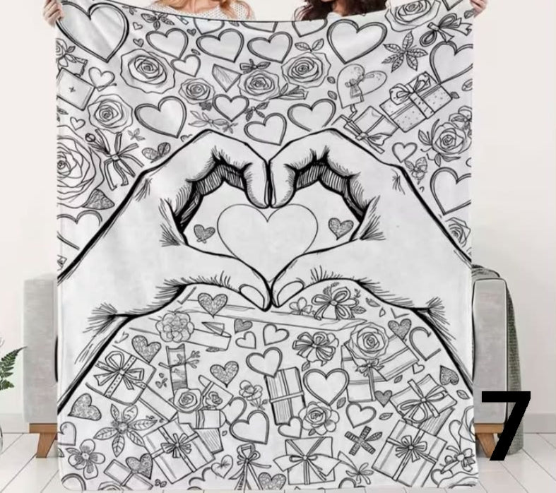 DIY Coloring Blanket With Markers - Color Your Own Blankets, Blanket Washable 1 pcs