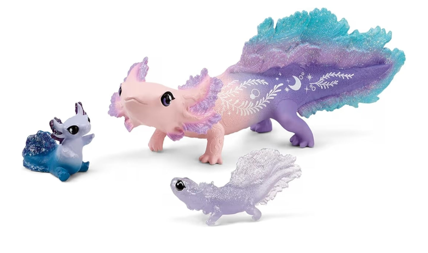 3 PC Colorful Axolotl Toy Set - Fantasy Mermaid Creature Playset