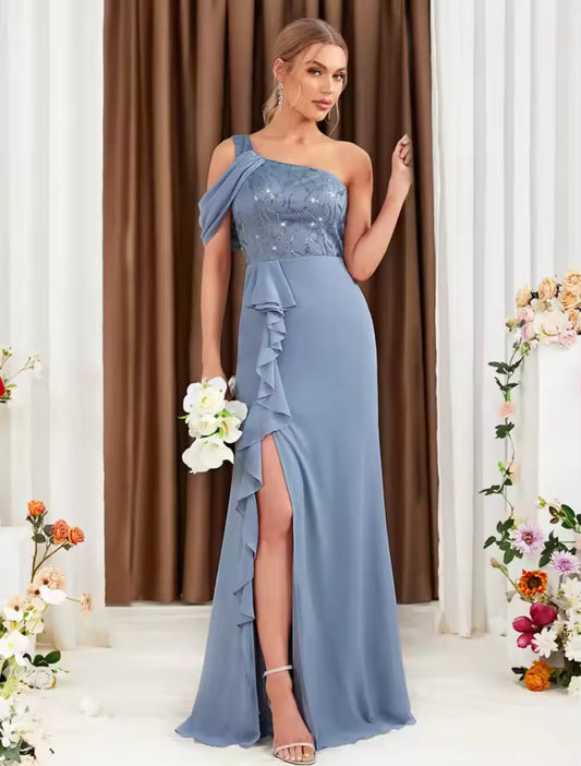 One-shoulder lace sequin Dress