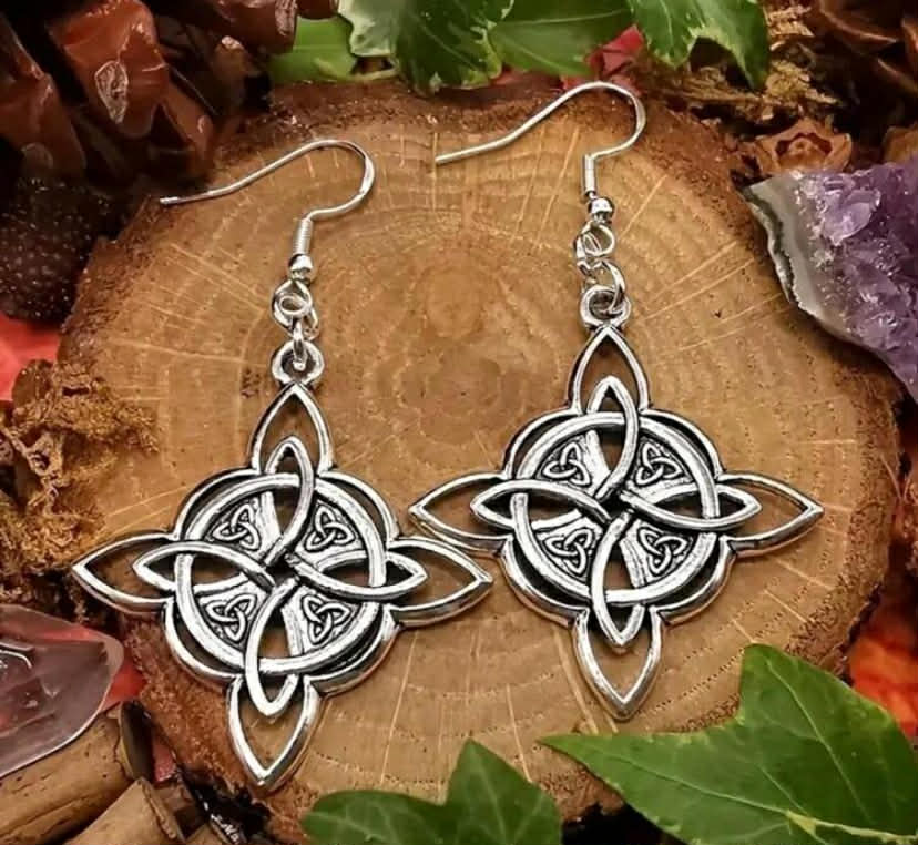 Witch Knot Earrings, Wiccan Jewelry Gift For Mum, Stainless Steel Stud, Lever Back Hoop Wire Hook,