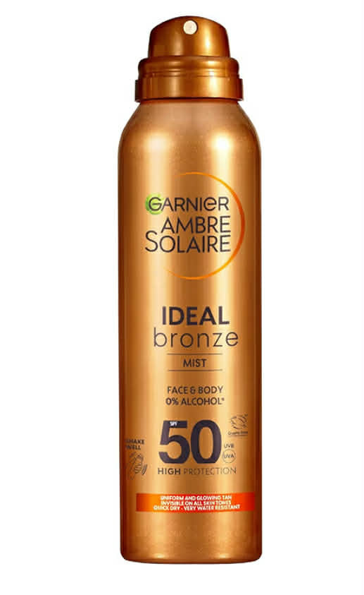 Garnier Ambre Solaire Self Tan (150ml), SPF 30 Ideal Bronze Tanning For Face & Body, Fake Tan, Tan Enhancing, Invisible on All Skin Tones, Quick Dry, Water Resistant, 0% Alcohol, High UV Protection