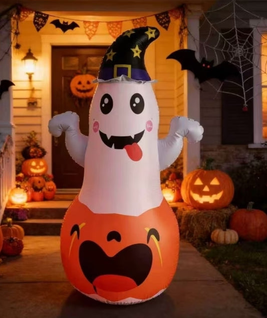 1 pc, 150Cm Enormous for halloween Pumpkin Ghost Inflatable Decoration with Hat,
