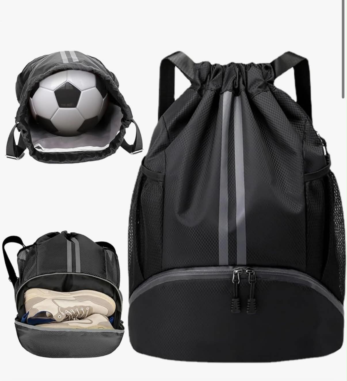 Football Boot Bag,Sports Kit Gym Sack Swimming PE Large Drawstring Bag Unise With Wet And Dry Separation,Waterproof Gym