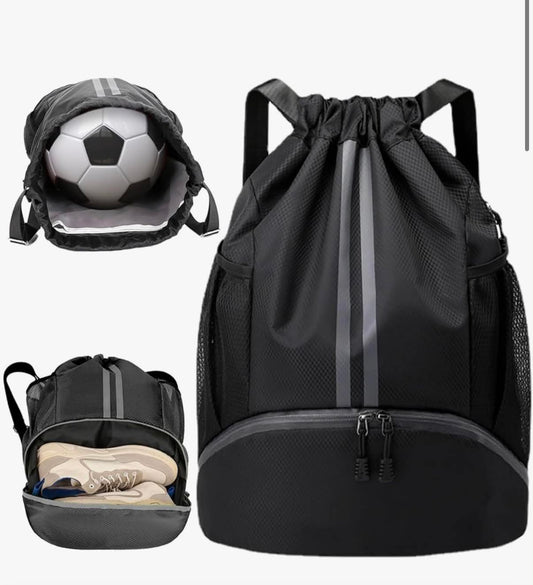 Football Boot Bag,Sports Kit Gym Sack Swimming PE Large Drawstring Bag Unise With Wet And Dry Separation,Waterproof Gym