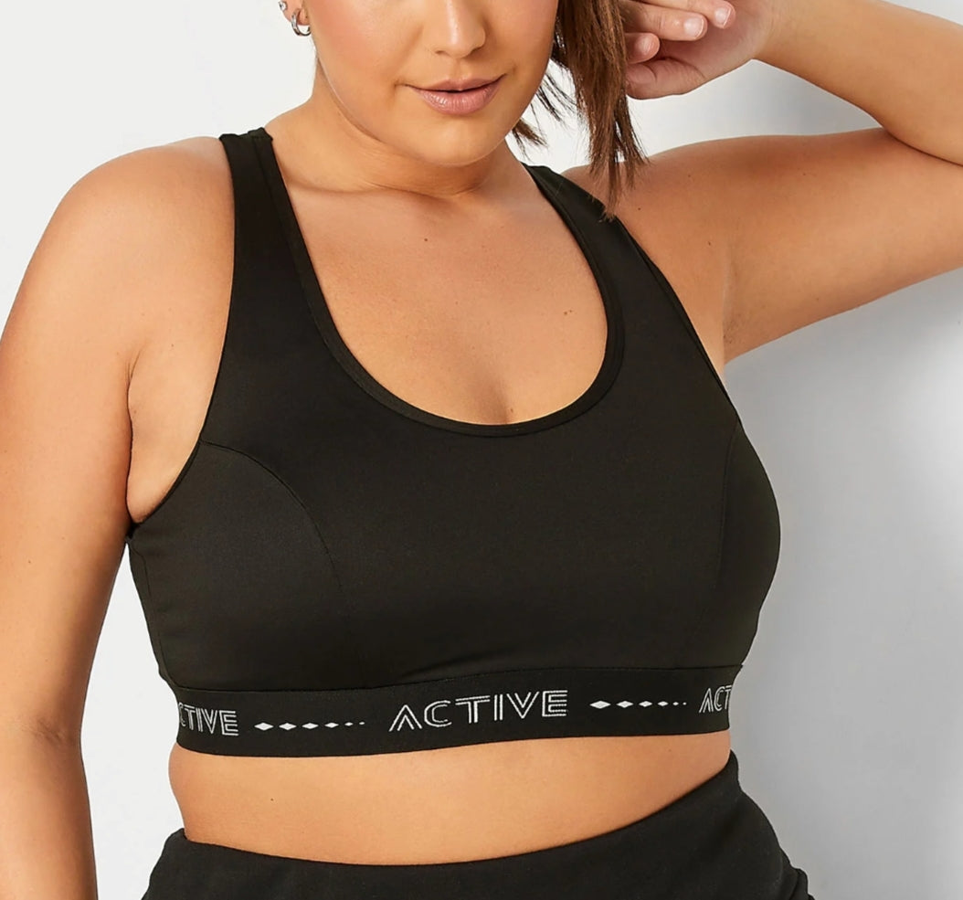 Curve Black Padded Sports Bra