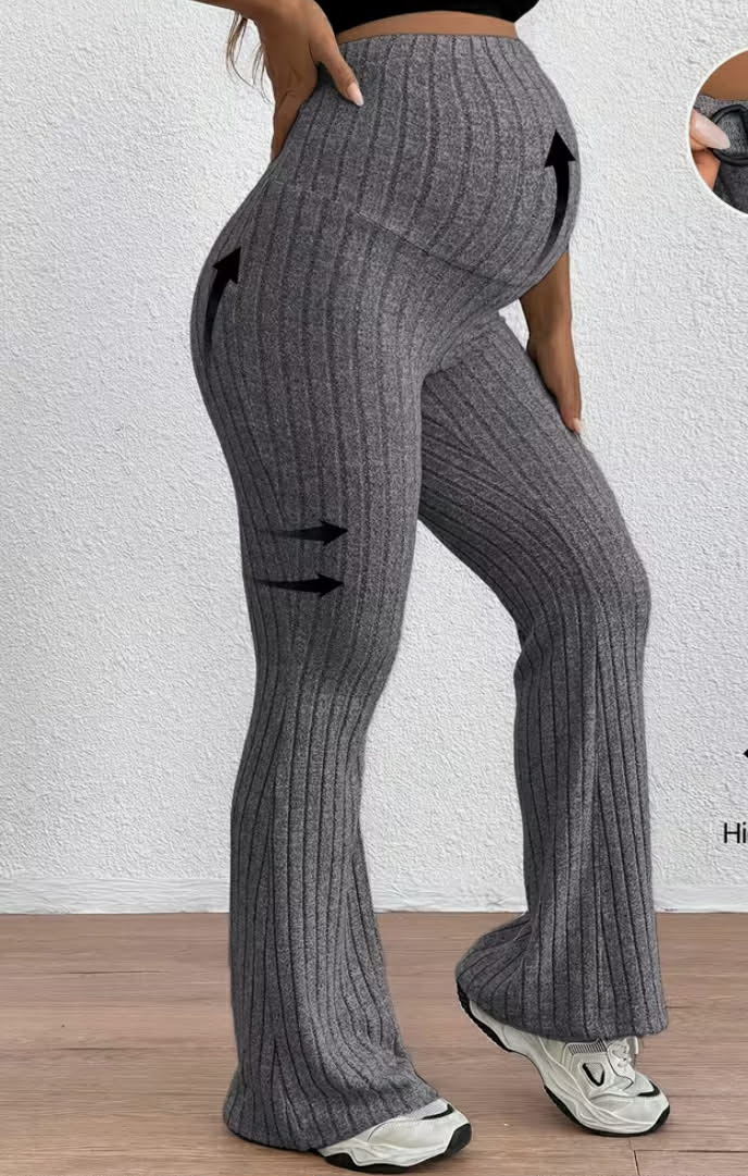 Adjustable Waist Flare Long Pants for Pregnant Women, Super High Waist