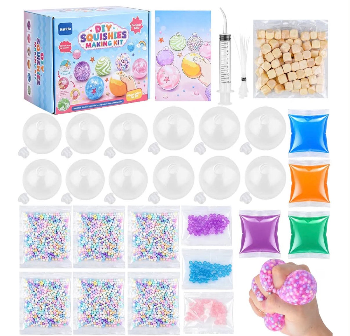 DIY Squishies Making Kit,12pcs Transparent Stress Balls for Adults Kids