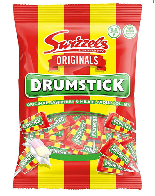 Swizzels ORIGINALS DRUMSTICK LOLLIES 120g - Classic Raspberry & Milk Flavour Swizzels Lollies 

X2