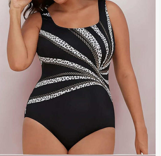 Swimsuits Ladies Swimming Costume One Piece Beachwear Scoop Neck Monokini Modest Swimwear Oversized Bathing Suit Printed Swim Suits