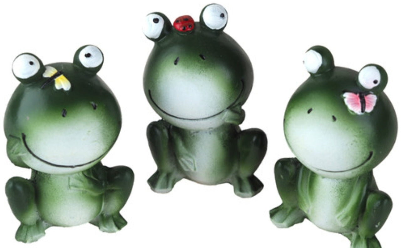 Cute Frog Garden Novelty Ornaments 10cm Figurines - Set of 3