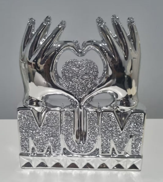 Mum Heart Hand Crushed Diamond Crystal Ornament
