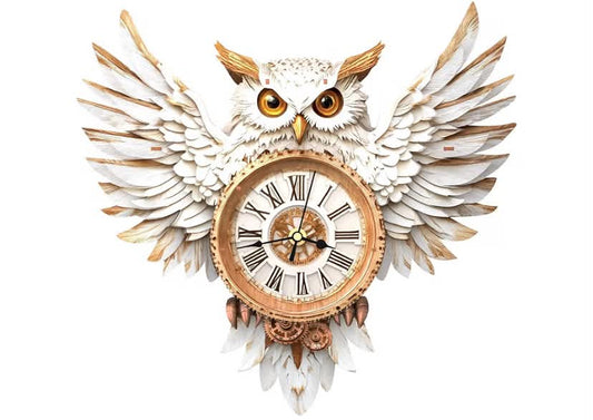 3D Wooden Puzzles for Adults, Snowy Owl Wall Clock Kit, Model Kits to Build, DIY Puzzle
