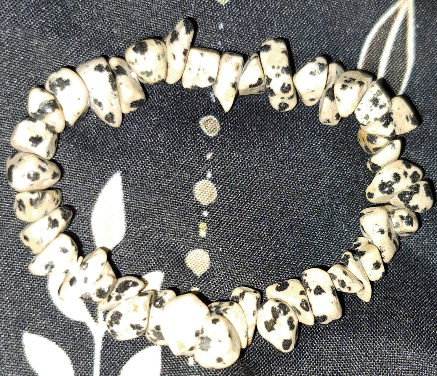 Real crystal Dalmatian Jasper chip bracelet