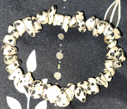 Real crystal Dalmatian Jasper chip bracelet