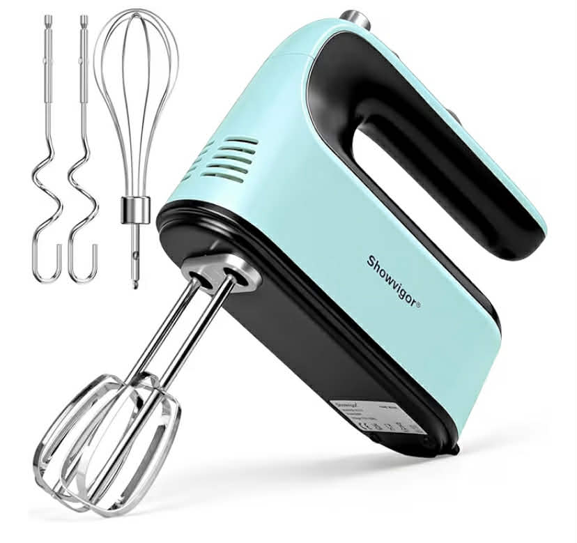 300W Electric Hand Mixer, 5 Speed Handheld Mixer with 5 Stainless Steel Beaters, Includes Dough Hooks & Whisks for Baking, Mixing, Whisking Eggs & Cream