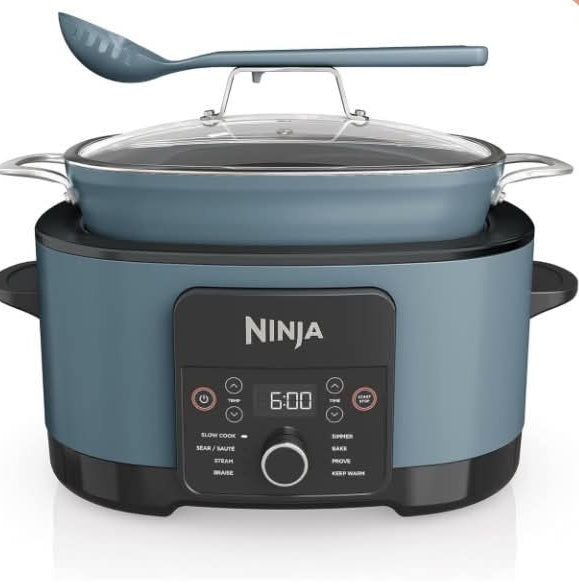 Ninja Foodi PossibleCooker, 8-in-1 Slow Cooker with Removable Non-Stick Pot, Steaming Rack, Integrated Spoon & Glass Lid, Slow Cook, Sear, Braise, Steam & more, 8 Portions, 8L, Sea Salt Grey