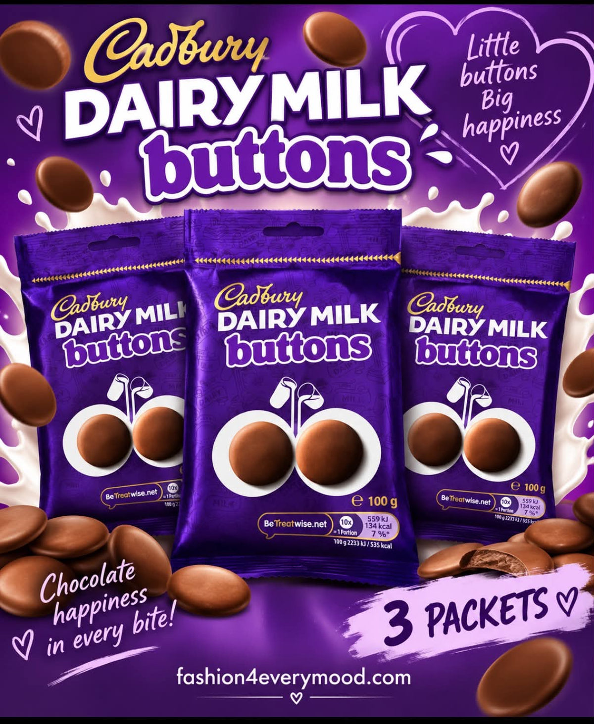 Dairy milk buttons or with twisted