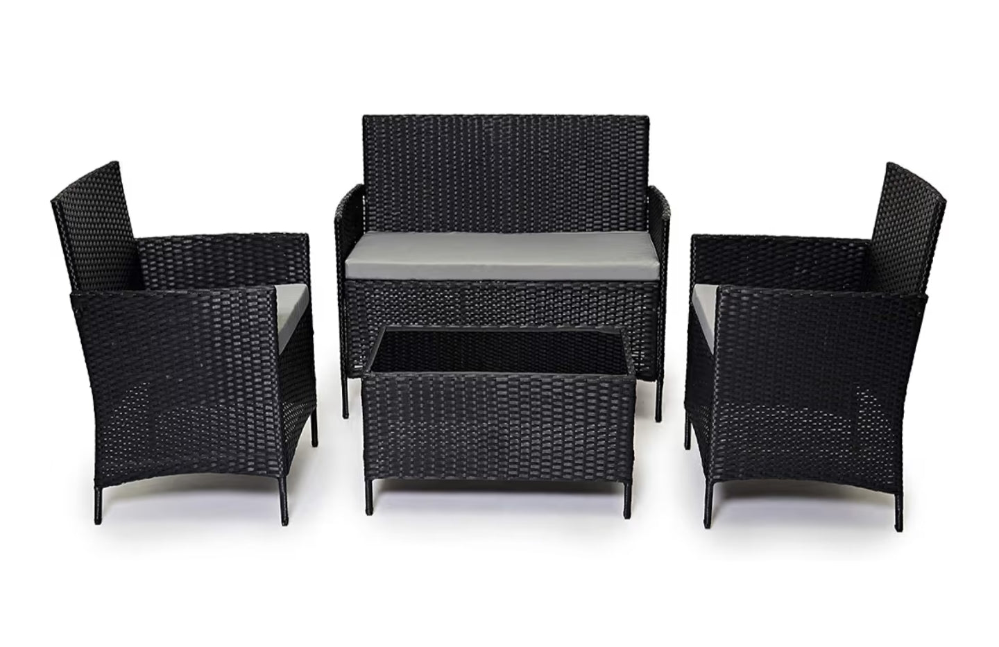 Rattan Garden Furniture Set Patio Conservatory Indoor Outdoor 4 Seater Piece Modular Sofa Loveseat Chair Glass Top Coffee Table with Cushions