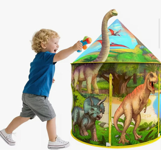 134.62cm*101.6cm Volcano Dinosaur Tent  Foldable Playhouse for Kids, Suitable for Indoor and Outdoor Use, Polyester Material, Green Color