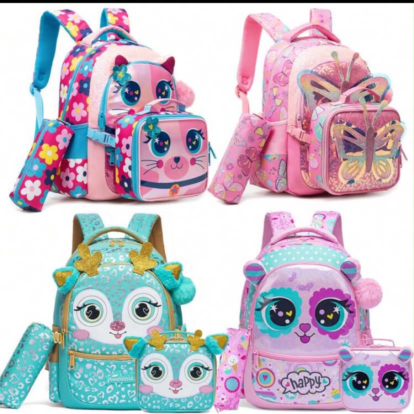 3 PCS Cute Animal Backpack For Girls Bookbag For Elementary School With Lunch Bag And Pencil Bag The Best Gift For Girls Backpack