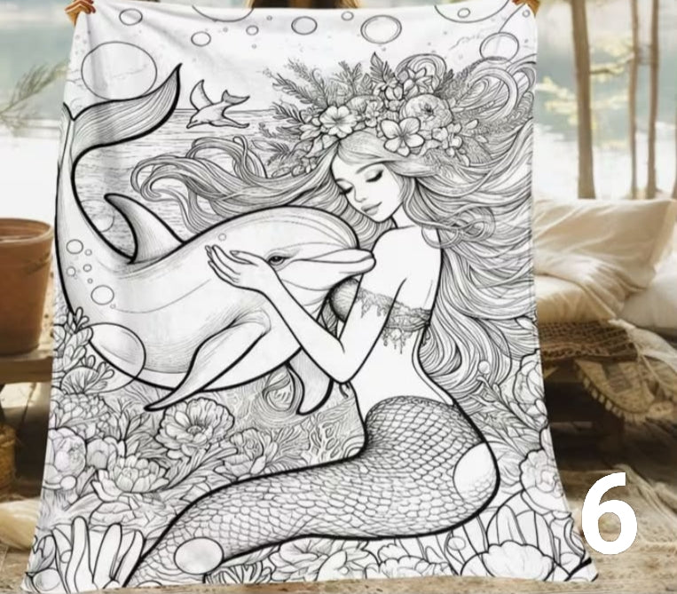 DIY Coloring Blanket With Markers - Color Your Own Blankets, Blanket Washable 1 pcs