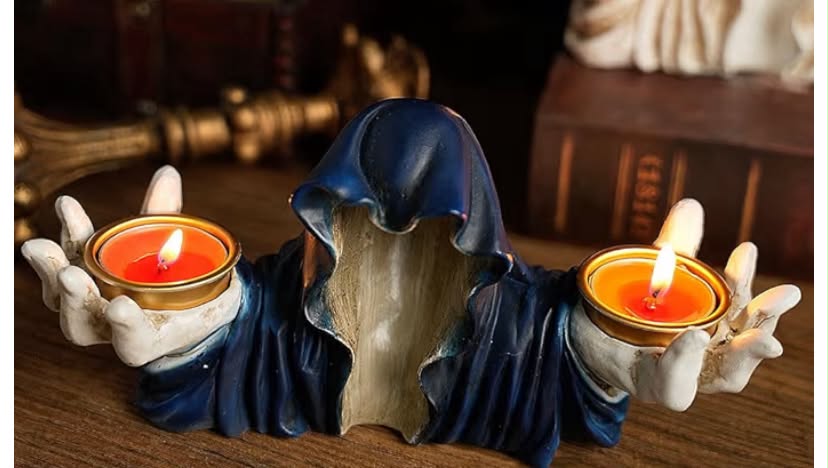 Tea Light Candle Holder Ghost Wizard Cloak Horror Halloween Decoration