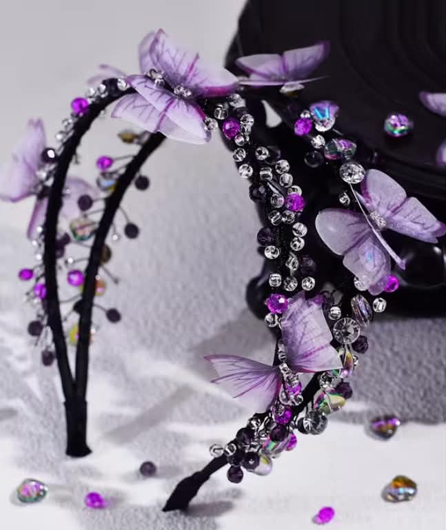 A Fashionable And Elegant Hair Accessory Butterfly Decoration Headband Imitation Crystal Handmade Hair Band Easy