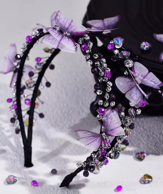 A Fashionable And Elegant Hair Accessory Butterfly Decoration Headband Imitation Crystal Handmade Hair Band Easy