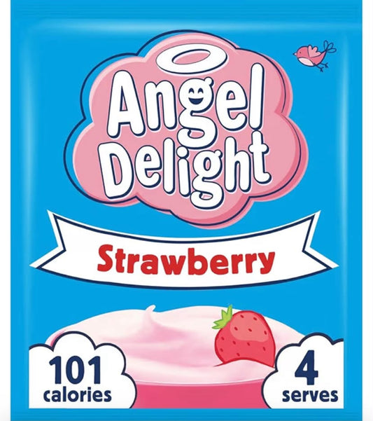 Angel Delight Strawberry Flavour Instant Dessert Mix, 59 g Sachet (Pack of 6), White