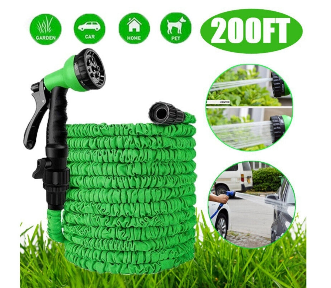 200FT Expandable Garden Hose Pipe Spray Gun Flexible Expanding Pipes