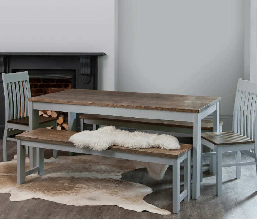 Hever Large Farmhouse Dining Kitchen Table 180cm Seats 6 to 8 in Dark Pine