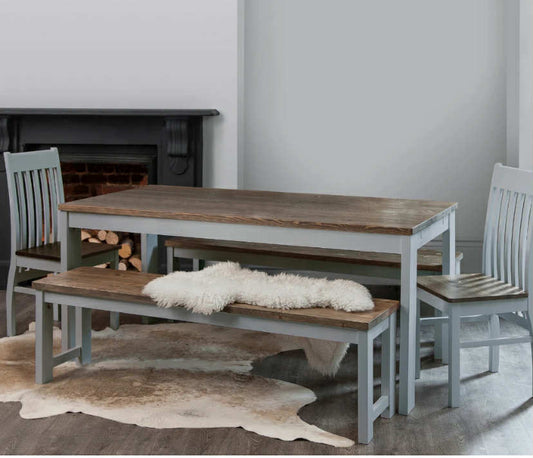 Hever Large Farmhouse Dining Kitchen Table 180cm Seats 6 to 8 in Dark Pine