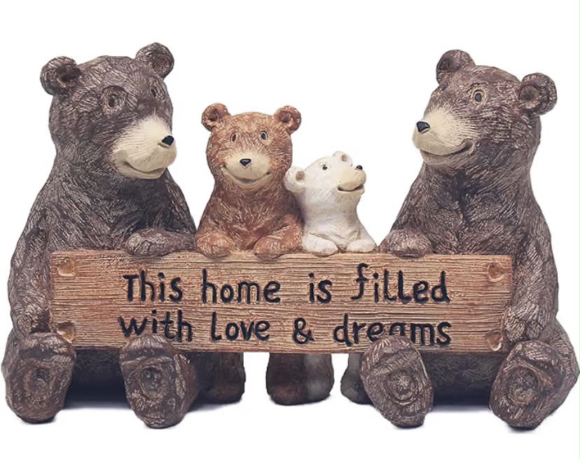The Leonardo Collection Bear Family Sign With Quote Carved Ornaments For Home Decor  Ideal Figurines Friendship Gifts For Women & Men Lovely Table Centerpiece & Living Room Accessories
