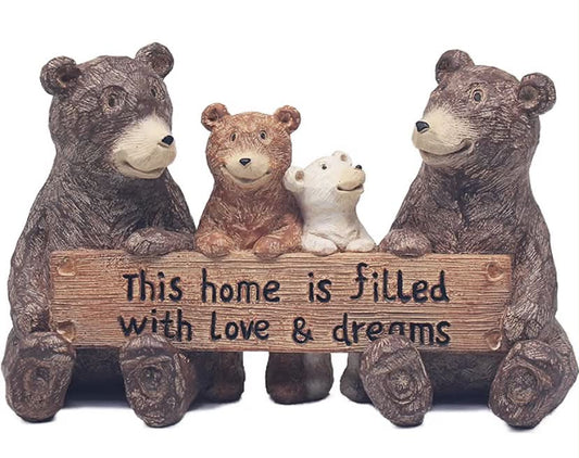 The Leonardo Collection Bear Family Sign With Quote Carved Ornaments For Home Decor  Ideal Figurines Friendship Gifts For Women & Men Lovely Table Centerpiece & Living Room Accessories